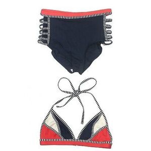 Tommy Hilfiger Swimsuit Set Top Bottom Navy Red White SMALL